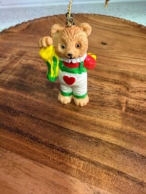 Vintage Cute Bear Holiday Ornament with Heart